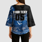 Custom Bulldogs Kimono Sleeve Blouse Dog Mascot With Aboriginal Indigenous