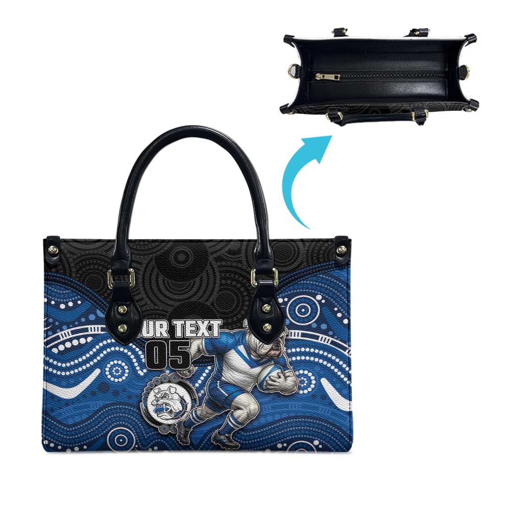 Custom Bulldogs Leather Bag Dog Mascot With Aboriginal Indigenous
