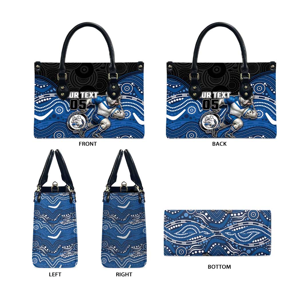 Custom Bulldogs Leather Bag Dog Mascot With Aboriginal Indigenous