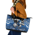 Custom Bulldogs Leather Tote Bag Dog Mascot With Aboriginal Indigenous