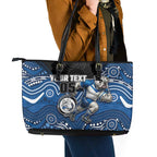 Custom Bulldogs Leather Tote Bag Dog Mascot With Aboriginal Indigenous