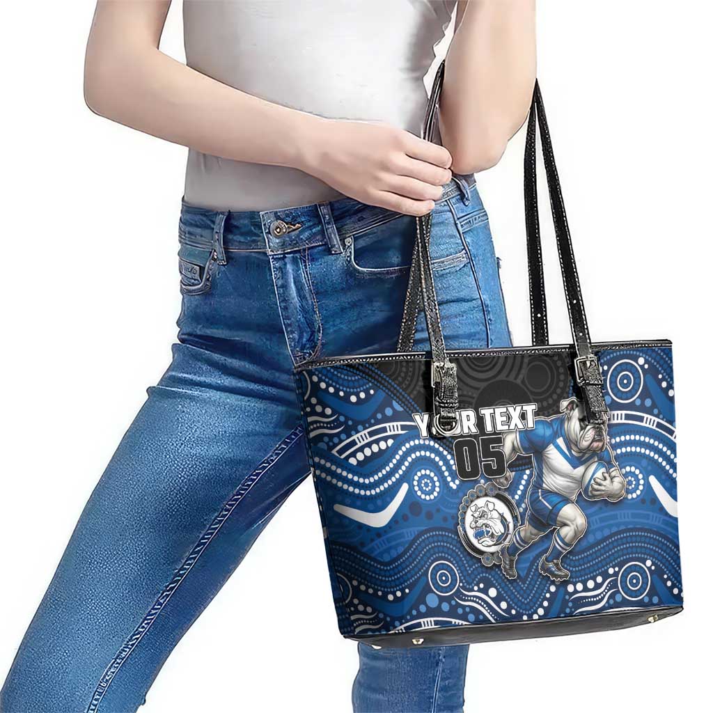 Custom Bulldogs Leather Tote Bag Dog Mascot With Aboriginal Indigenous