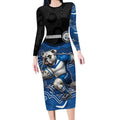 Custom Bulldogs Long Sleeve Bodycon Dress Dog Mascot With Aboriginal Indigenous