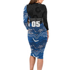 Custom Bulldogs Long Sleeve Bodycon Dress Dog Mascot With Aboriginal Indigenous