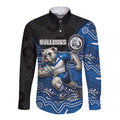Custom Bulldogs Long Sleeve Button Shirt Dog Mascot With Aboriginal Indigenous