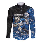Custom Bulldogs Long Sleeve Button Shirt Dog Mascot With Aboriginal Indigenous