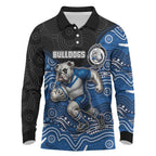 Custom Bulldogs Long Sleeve Polo Shirt Dog Mascot With Aboriginal Indigenous