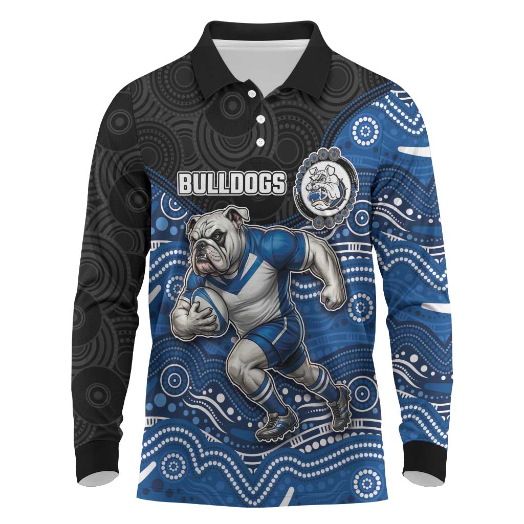 Custom Bulldogs Long Sleeve Polo Shirt Dog Mascot With Aboriginal Indigenous