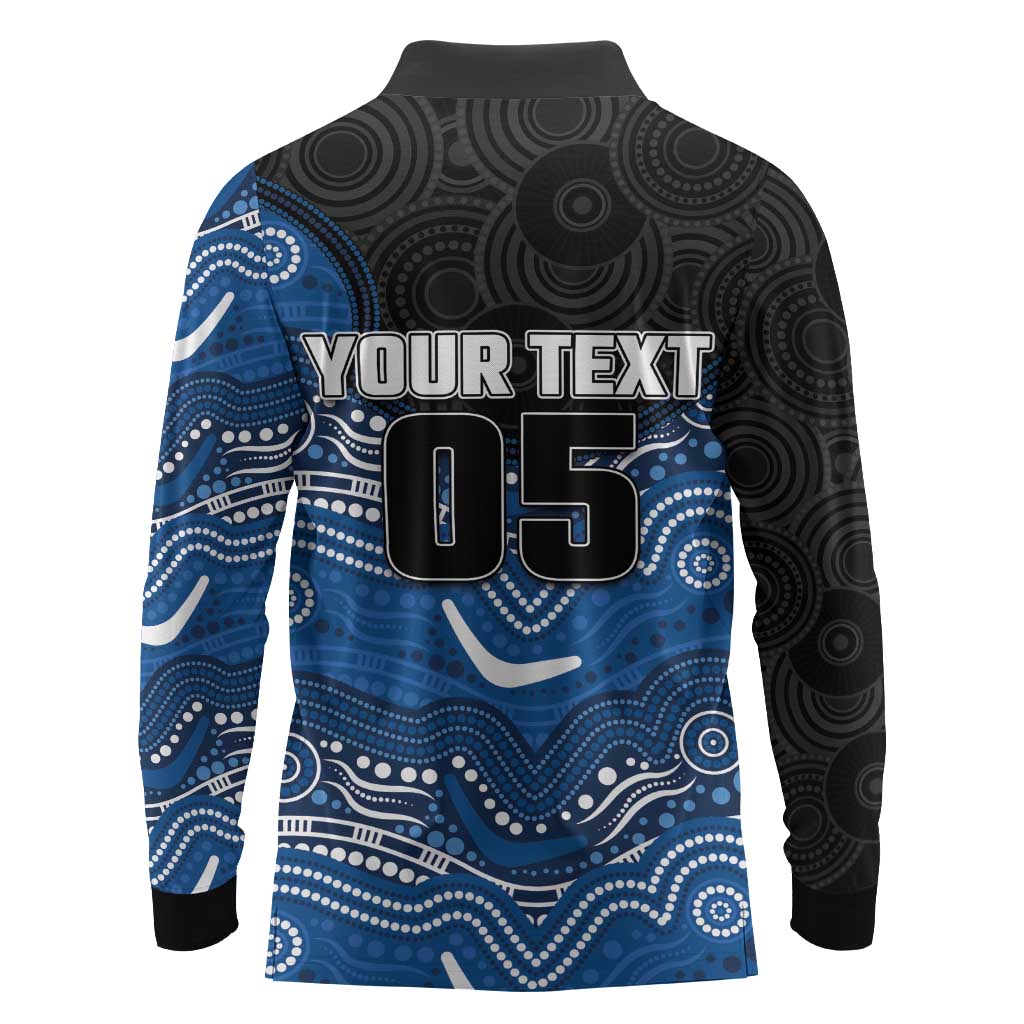 Custom Bulldogs Long Sleeve Polo Shirt Dog Mascot With Aboriginal Indigenous