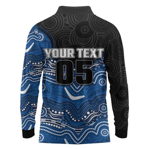 Custom Bulldogs Long Sleeve Polo Shirt Dog Mascot With Aboriginal Indigenous