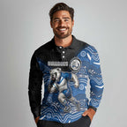 Custom Bulldogs Long Sleeve Polo Shirt Dog Mascot With Aboriginal Indigenous