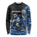 Custom Bulldogs Long Sleeve Shirt Dog Mascot With Aboriginal Indigenous