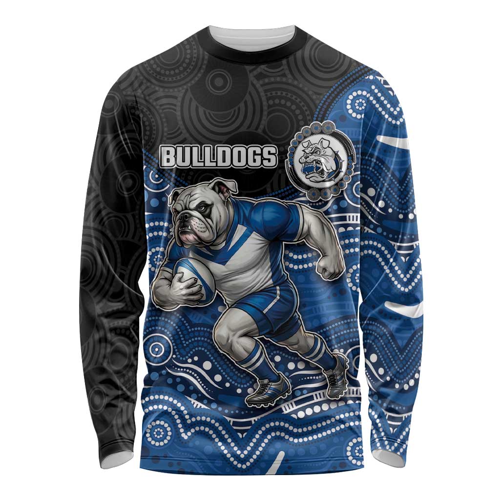 Custom Bulldogs Long Sleeve Shirt Dog Mascot With Aboriginal Indigenous