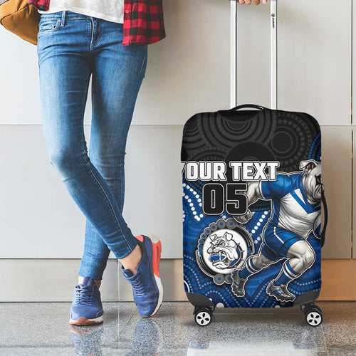 Custom Bulldogs Luggage Cover Dog Mascot With Aboriginal Indigenous