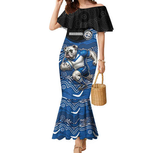 Custom Bulldogs Mermaid Dress Dog Mascot With Aboriginal Indigenous