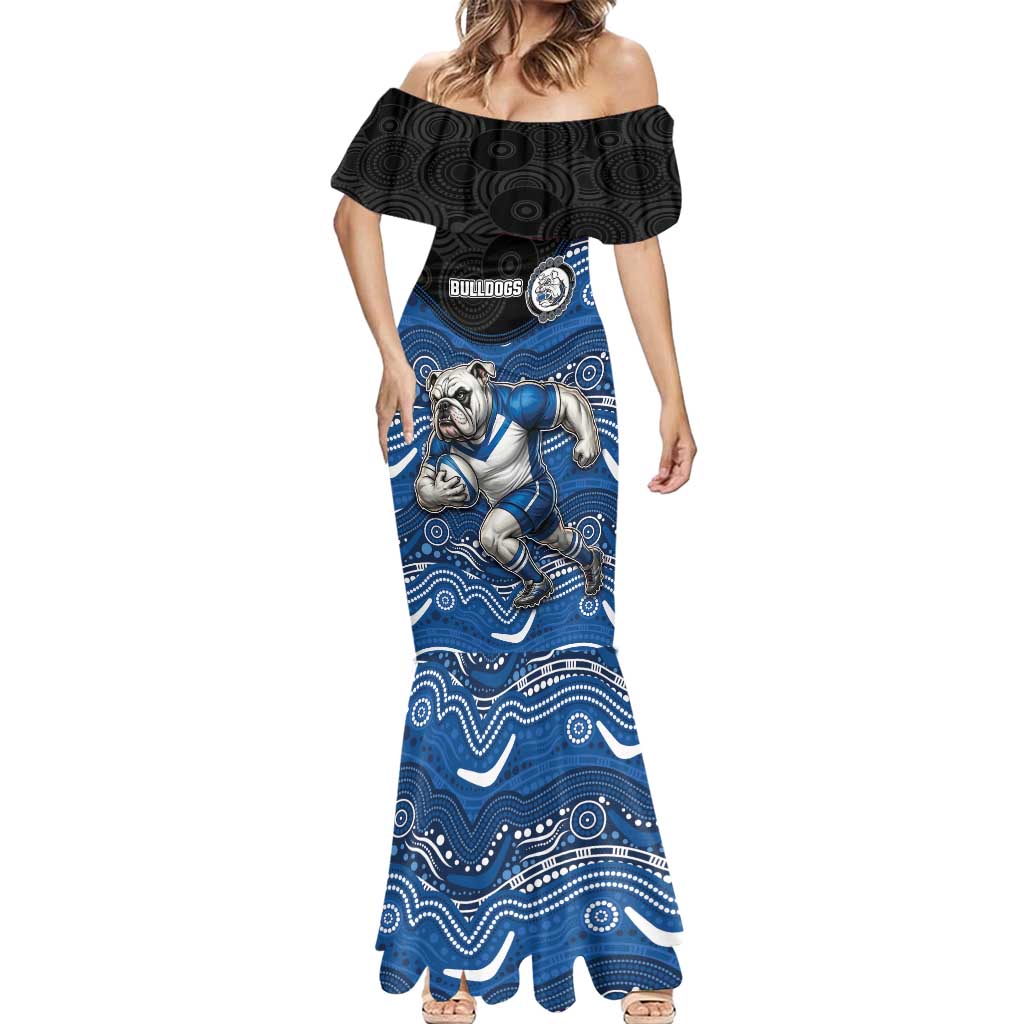 Custom Bulldogs Mermaid Dress Dog Mascot With Aboriginal Indigenous