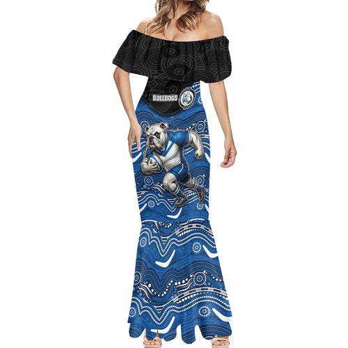 Custom Bulldogs Mermaid Dress Dog Mascot With Aboriginal Indigenous