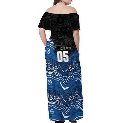 Custom Bulldogs Off Shoulder Maxi Dress Dog Mascot With Aboriginal Indigenous