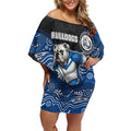 Custom Bulldogs Off Shoulder Short Dress Dog Mascot With Aboriginal Indigenous
