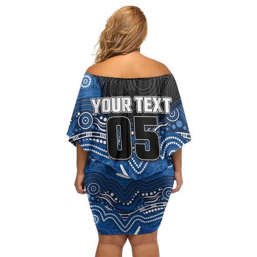 Custom Bulldogs Off Shoulder Short Dress Dog Mascot With Aboriginal Indigenous