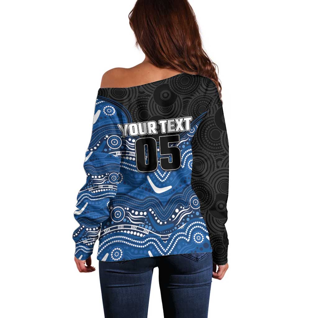Custom Bulldogs Off Shoulder Sweater Dog Mascot With Aboriginal Indigenous