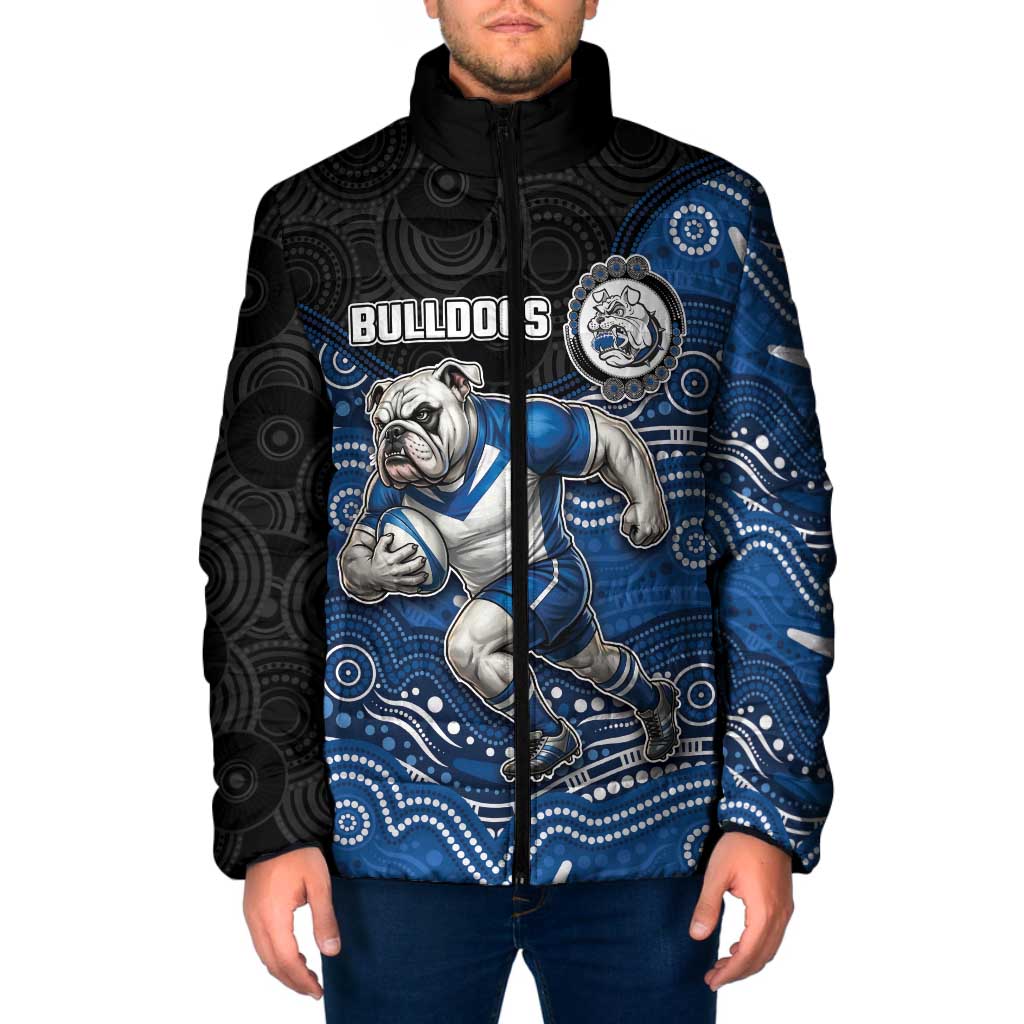 Custom Bulldogs Padded Jacket Dog Mascot With Aboriginal Indigenous
