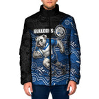 Custom Bulldogs Padded Jacket Dog Mascot With Aboriginal Indigenous
