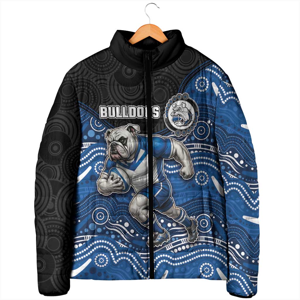 Custom Bulldogs Padded Jacket Dog Mascot With Aboriginal Indigenous
