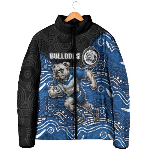 Custom Bulldogs Padded Jacket Dog Mascot With Aboriginal Indigenous