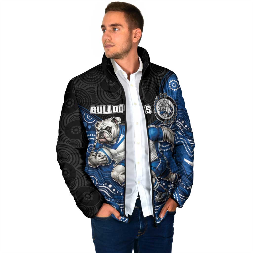 Custom Bulldogs Padded Jacket Dog Mascot With Aboriginal Indigenous