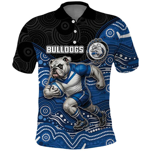 Custom Bulldogs Polo Shirt Dog Mascot With Aboriginal Indigenous