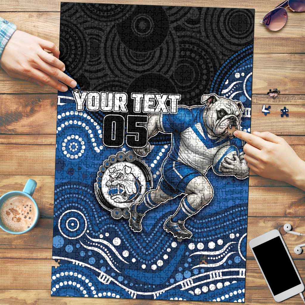 Custom Bulldogs Puzzle Dog Mascot With Aboriginal Indigenous