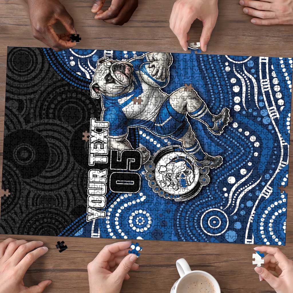 Custom Bulldogs Puzzle Dog Mascot With Aboriginal Indigenous