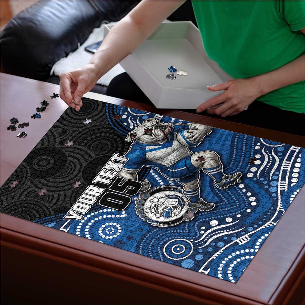 Custom Bulldogs Puzzle Dog Mascot With Aboriginal Indigenous