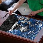 Custom Bulldogs Puzzle Dog Mascot With Aboriginal Indigenous