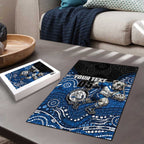 Custom Bulldogs Puzzle Dog Mascot With Aboriginal Indigenous