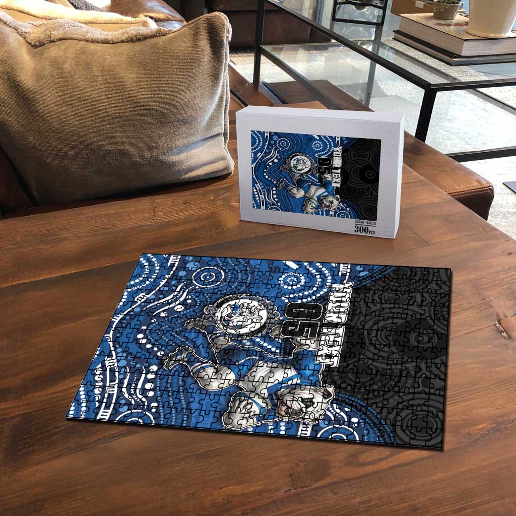 Custom Bulldogs Puzzle Dog Mascot With Aboriginal Indigenous