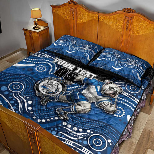 Custom Bulldogs Quilt Bed Set Dog Mascot With Aboriginal Indigenous
