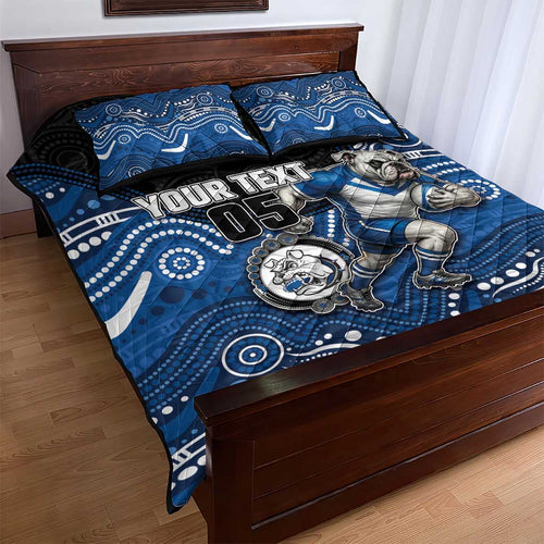 Custom Bulldogs Quilt Bed Set Dog Mascot With Aboriginal Indigenous