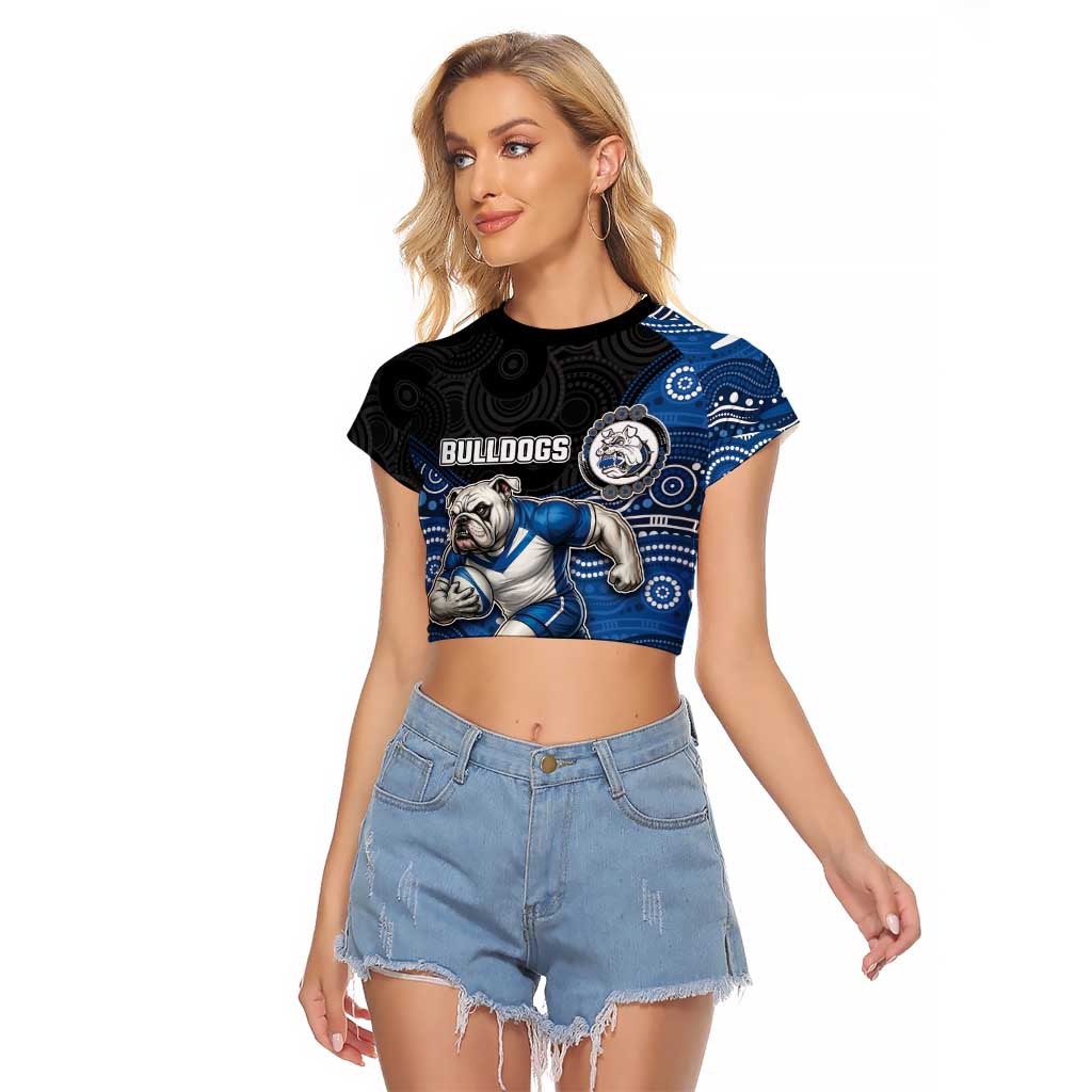 Custom Bulldogs Raglan Cropped T Shirt Dog Mascot With Aboriginal Indigenous