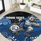 Custom Bulldogs Round Carpet Dog Mascot With Aboriginal Indigenous