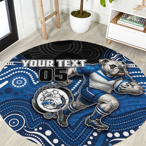 Custom Bulldogs Round Carpet Dog Mascot With Aboriginal Indigenous