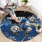 Custom Bulldogs Round Carpet Dog Mascot With Aboriginal Indigenous