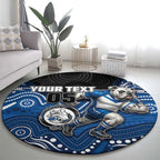 Custom Bulldogs Round Carpet Dog Mascot With Aboriginal Indigenous
