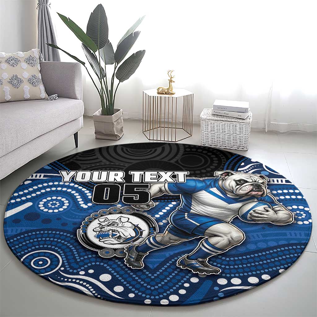Custom Bulldogs Round Carpet Dog Mascot With Aboriginal Indigenous
