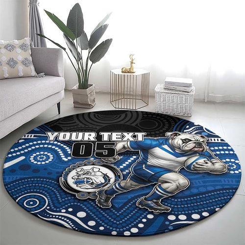 Custom Bulldogs Round Carpet Dog Mascot With Aboriginal Indigenous