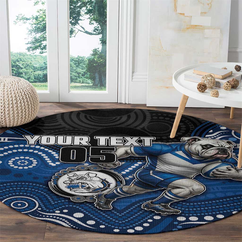 Custom Bulldogs Round Carpet Dog Mascot With Aboriginal Indigenous