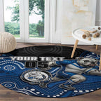 Custom Bulldogs Round Carpet Dog Mascot With Aboriginal Indigenous