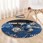 Custom Bulldogs Round Carpet Dog Mascot With Aboriginal Indigenous