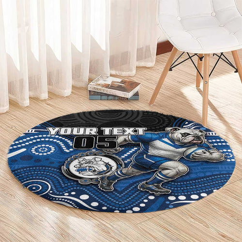 Custom Bulldogs Round Carpet Dog Mascot With Aboriginal Indigenous
